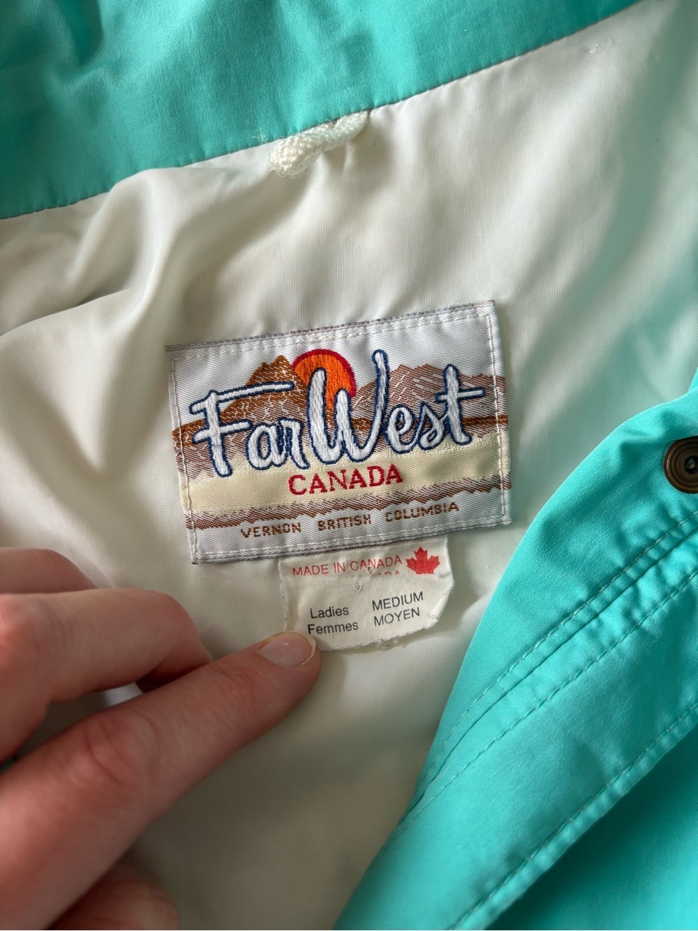 Vintage 90s FarWest Turquoise Lightweight Gore-Tex Windbreaker Rain Jacket - Picture 10 of 14
